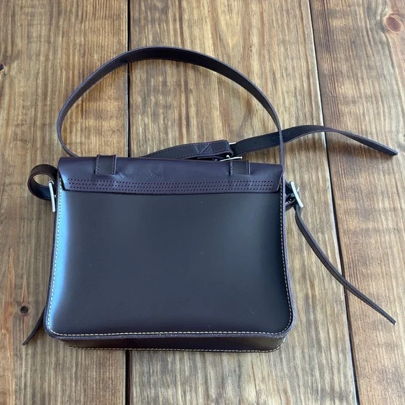 Dr. Martens Leather 11” Crossbody Messenger Bag burgandy/brown color - Picture 2 of 10